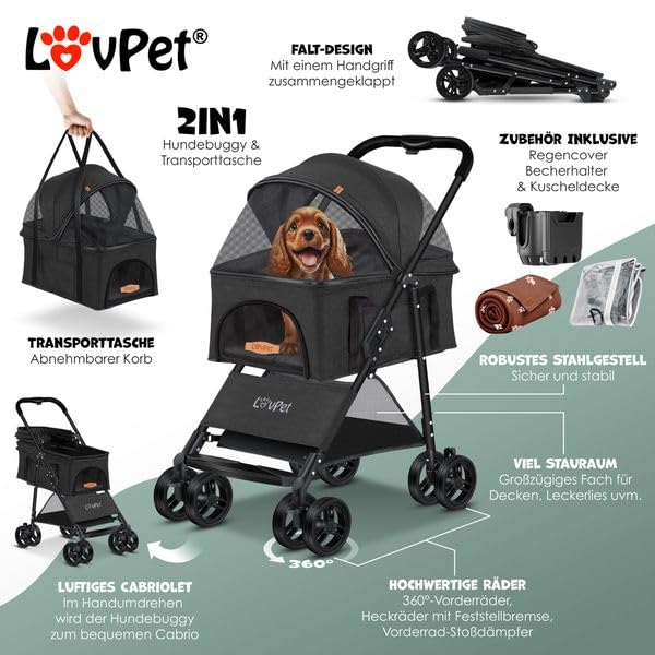 LOVPET® 2-in-1 Klappbarer Haustier-Buggy