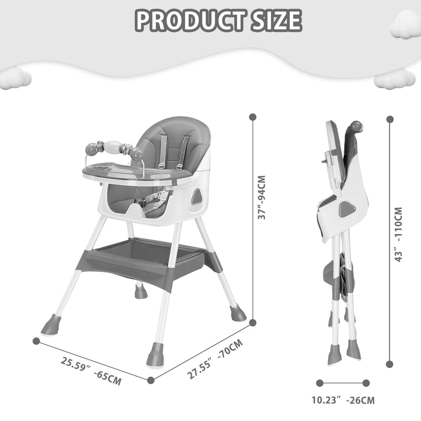 UBRAVOO 3-in-1 Klappbarer Hochstuhl
