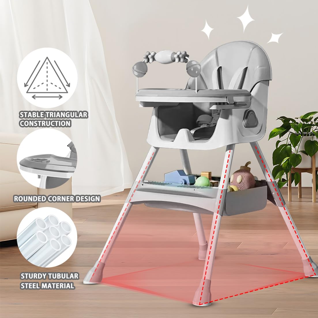 UBRAVOO 3-in-1 Klappbarer Hochstuhl