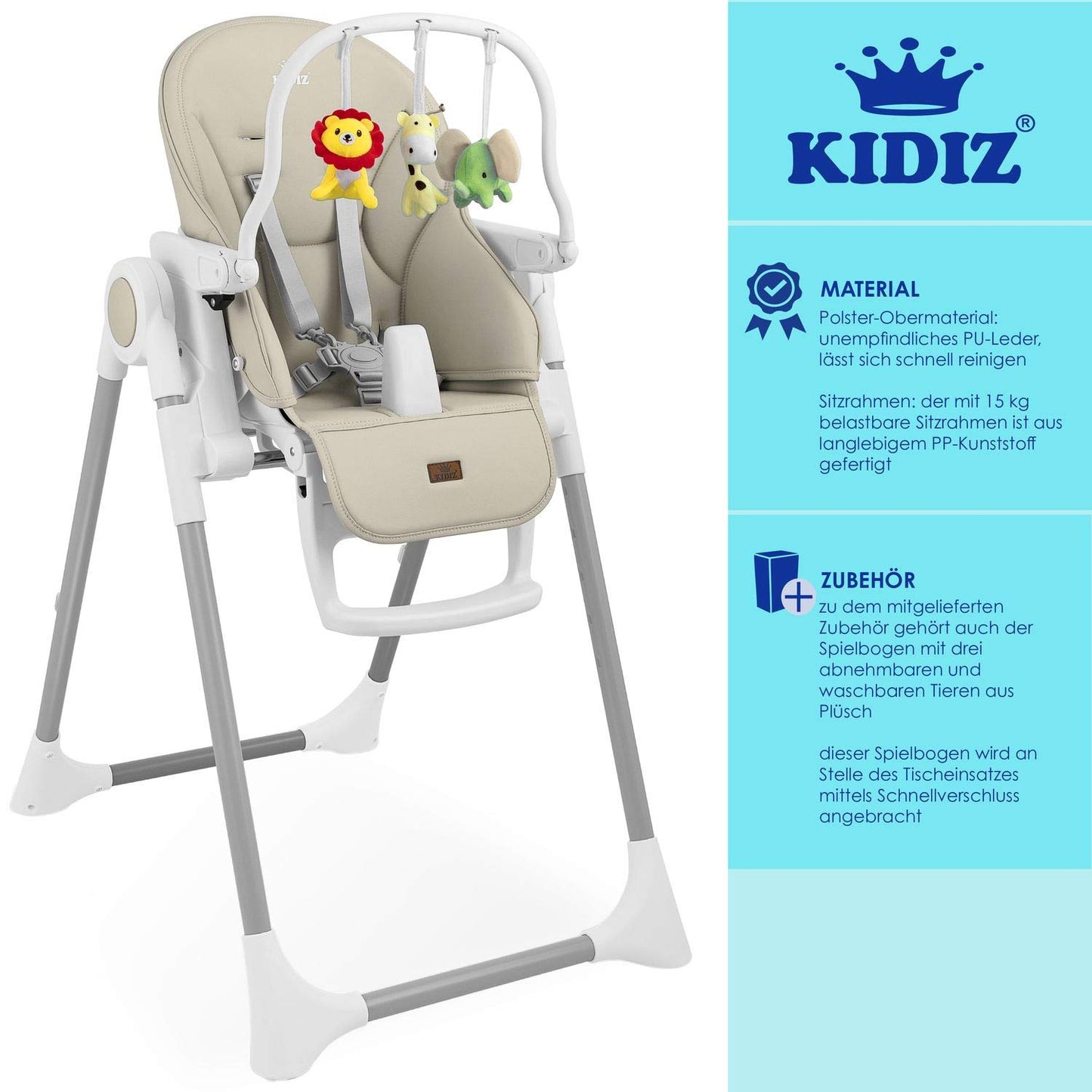 KIDIZ® 3-in-1 Hochstuhl mit Spielbügel