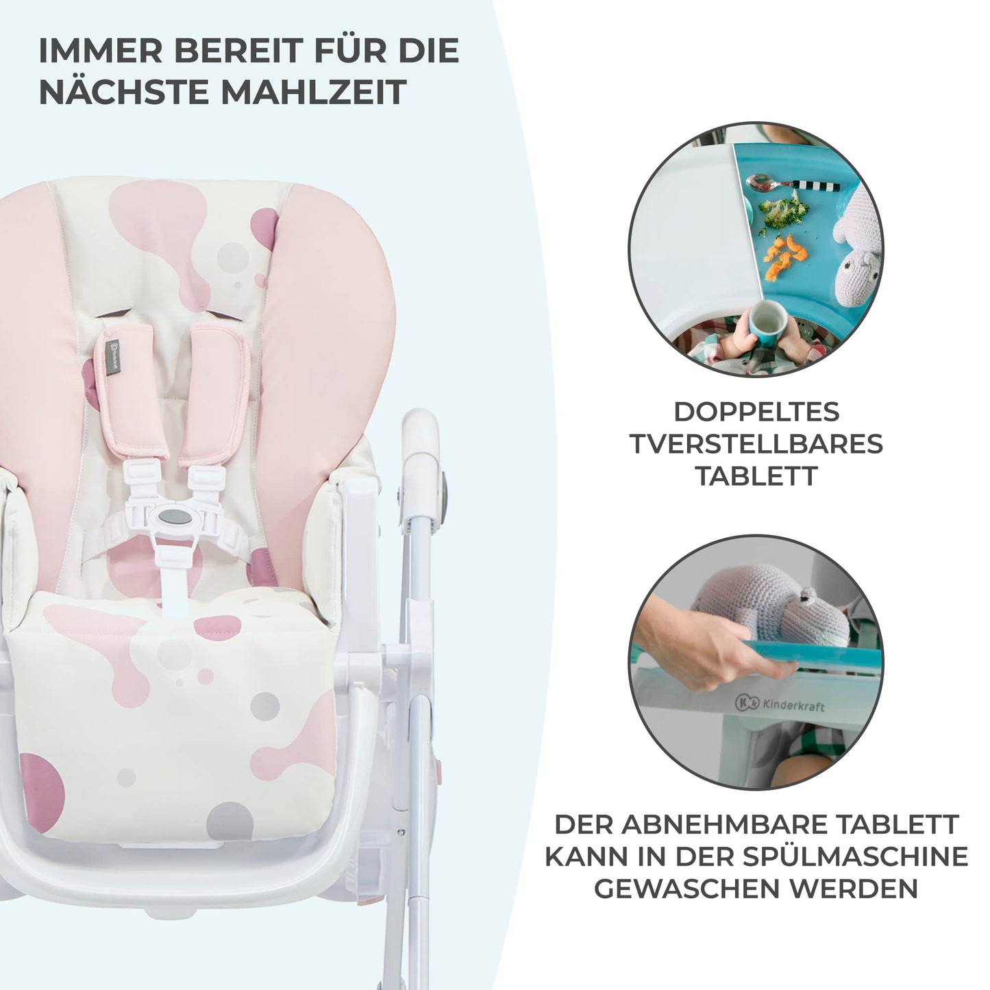 Kinderkraft YUMMY Hochstuhl mit Liegefunktion