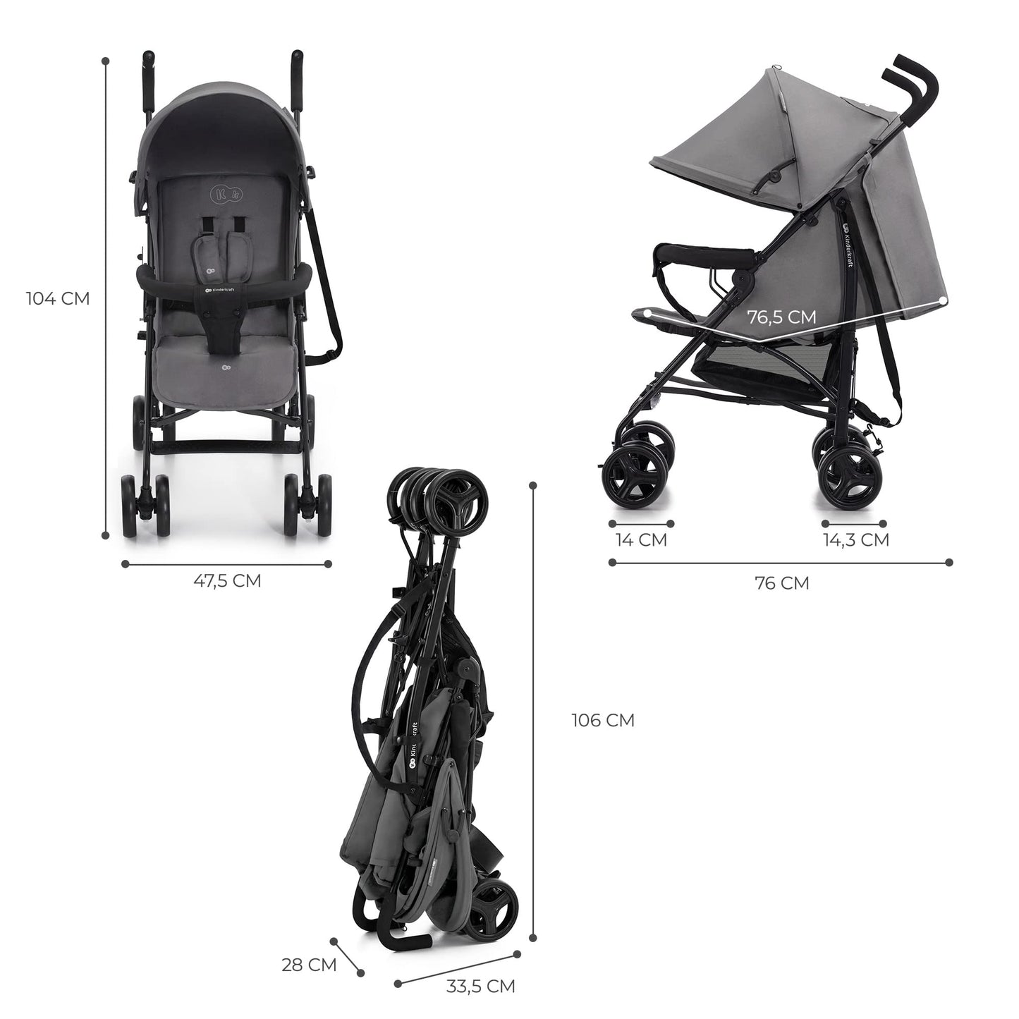 Kinderkraft TIK Leichter Buggy mit verstellbarem Griff