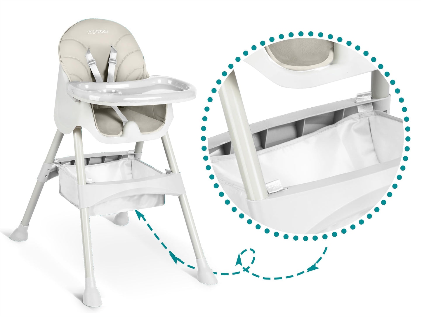 Ricokids 3-in-1 Klappbarer Hochstuhl