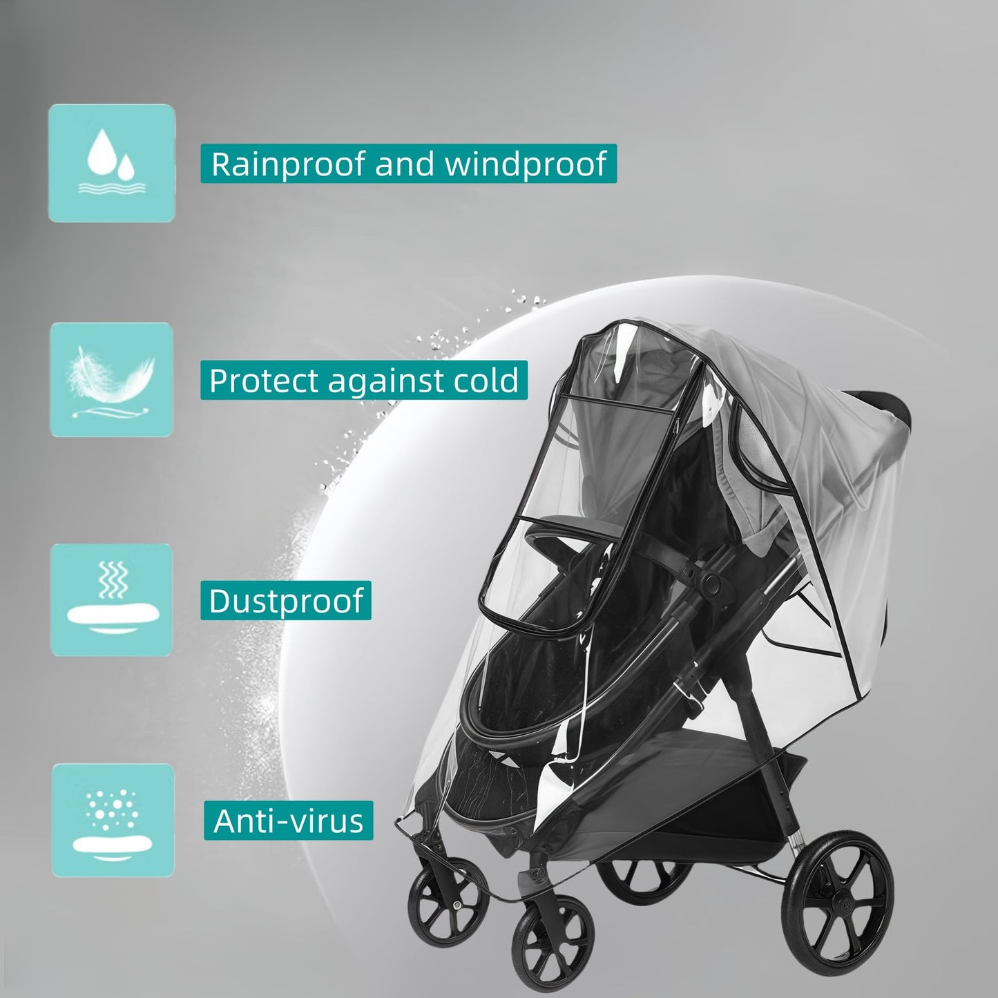 Universeller Kinderwagen-Regenschutz mit Fenster
