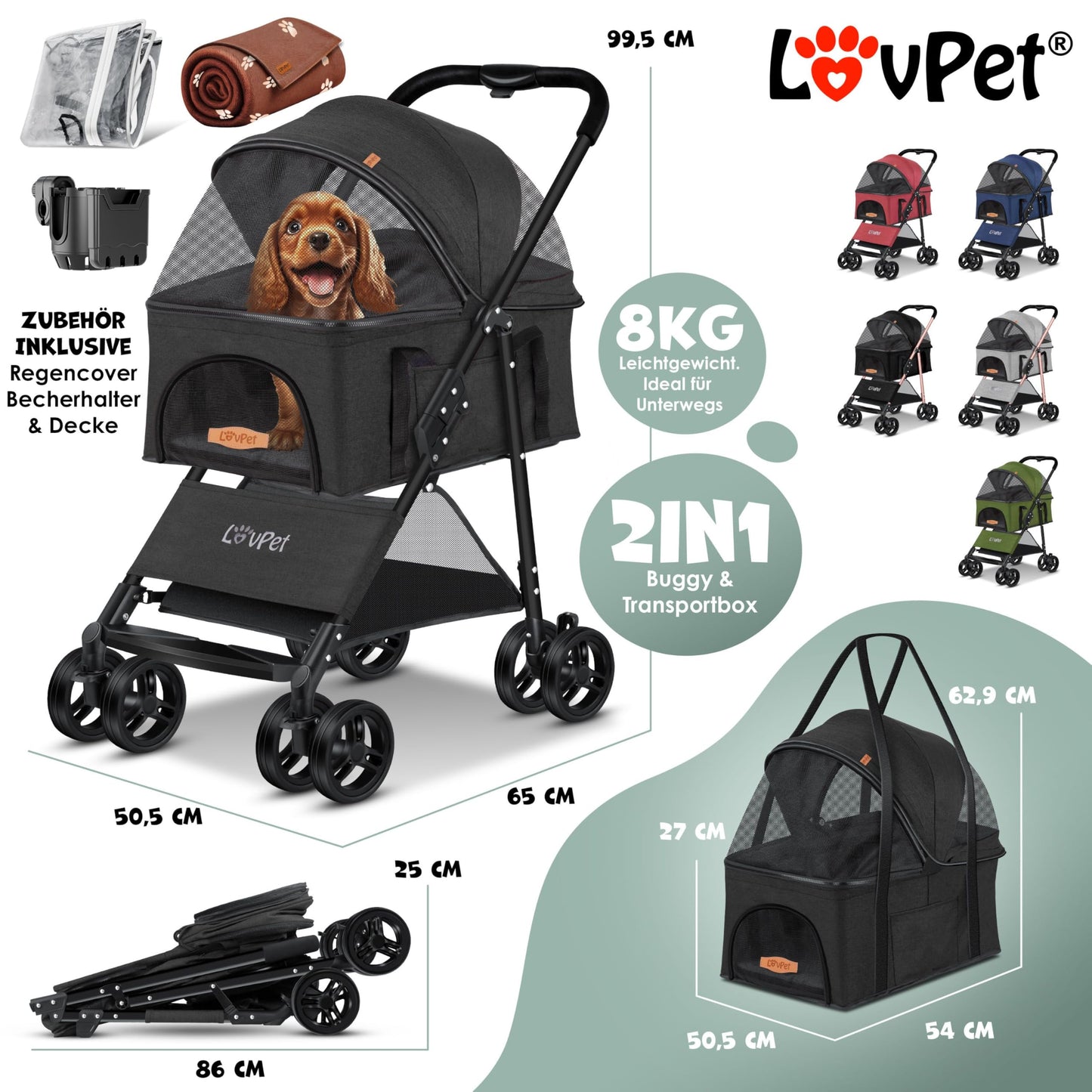 LOVPET® 2-in-1 Klappbarer Haustier-Buggy