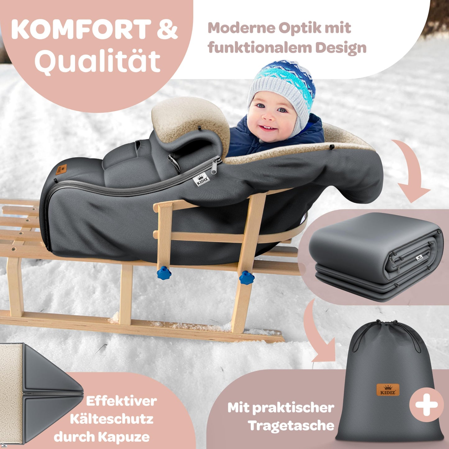 Kidiz® Universeller Baby-Fußsack mit Reißverschluss
