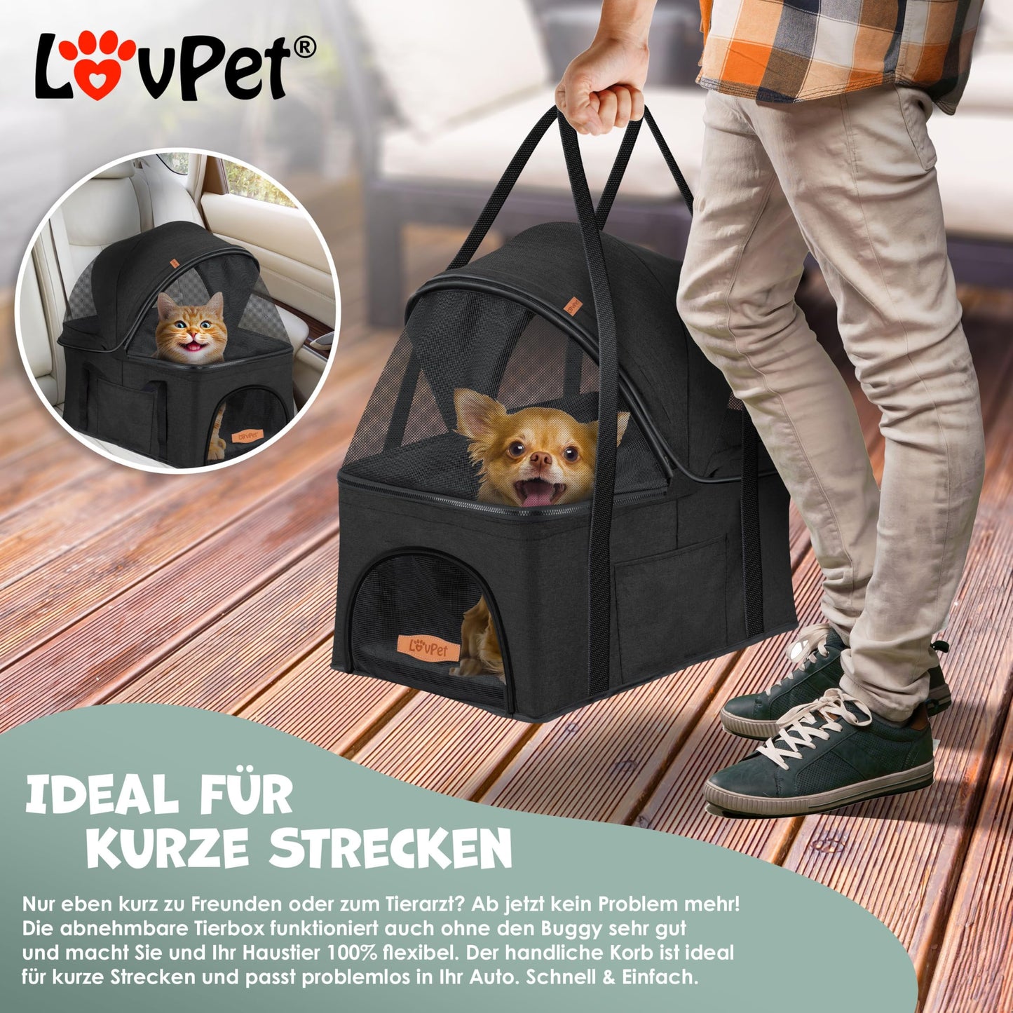 LOVPET® 2-in-1 Klappbarer Haustier-Buggy