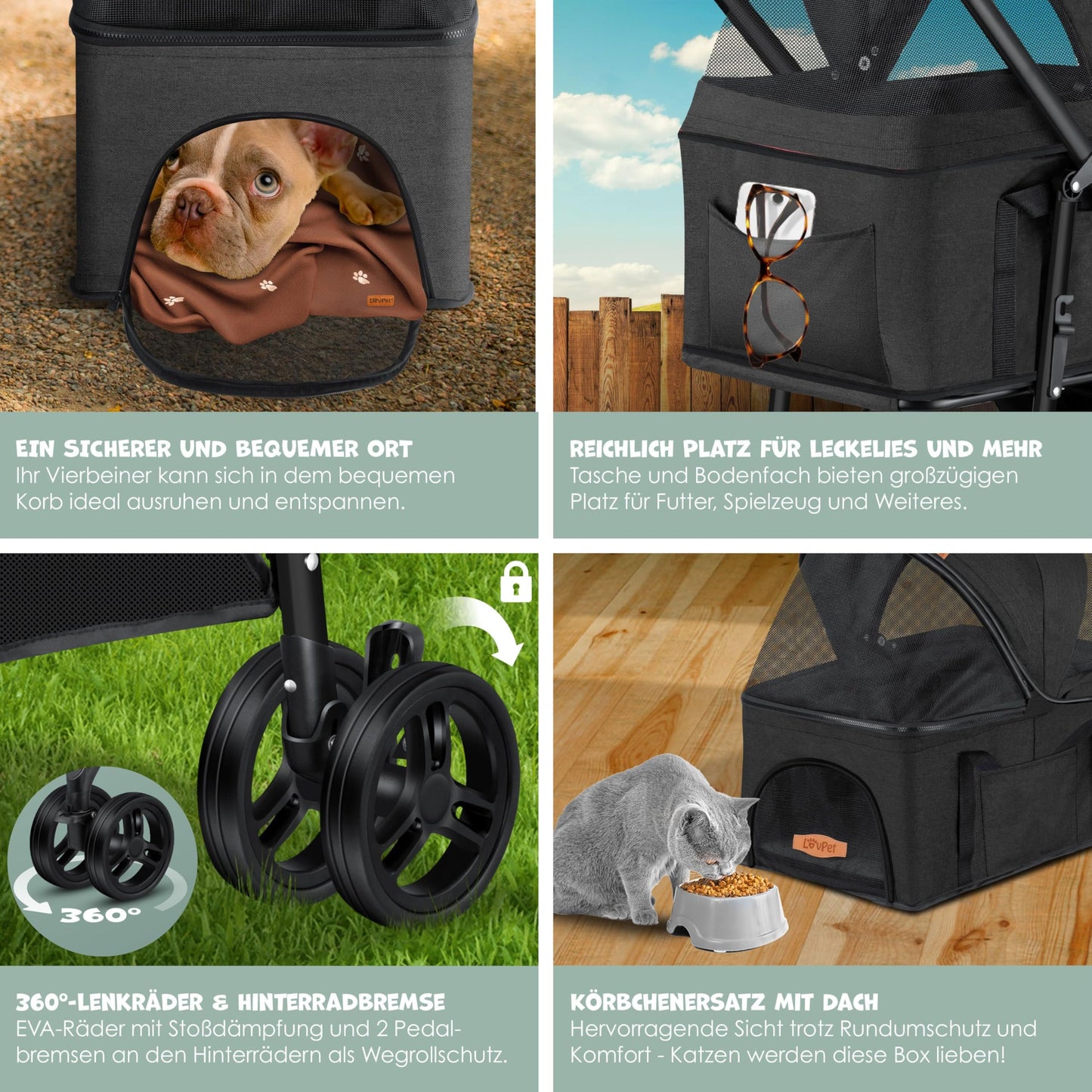 LOVPET® 2-in-1 Klappbarer Haustier-Buggy