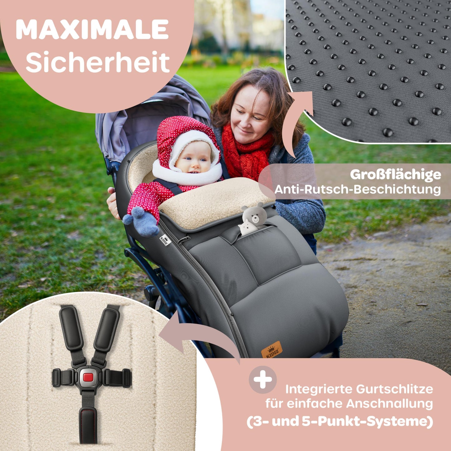 Kidiz® Universeller Baby-Fußsack mit Reißverschluss