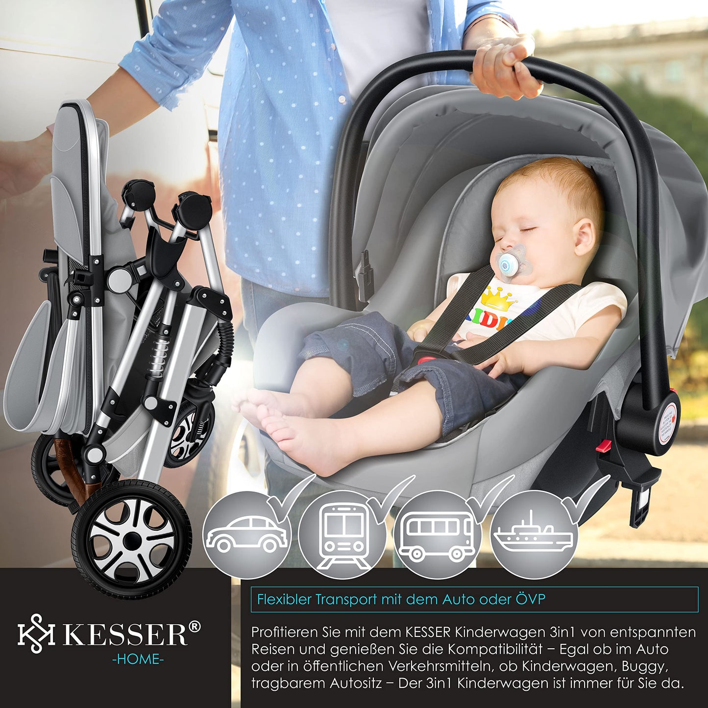 KESSER® Loops 3-in-1 Kombikinderwagen-Set