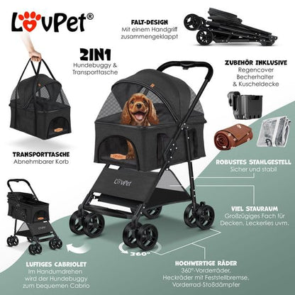 LOVPET® 2-in-1 Klappbarer Haustier-Buggy