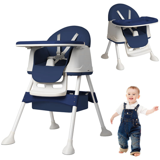 XINZI 3-in-1 Klappbarer Hochstuhl mit Rollen