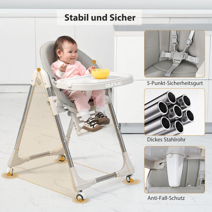 OUNUO Klappbarer Hochstuhl mit Sicherheitsgurt