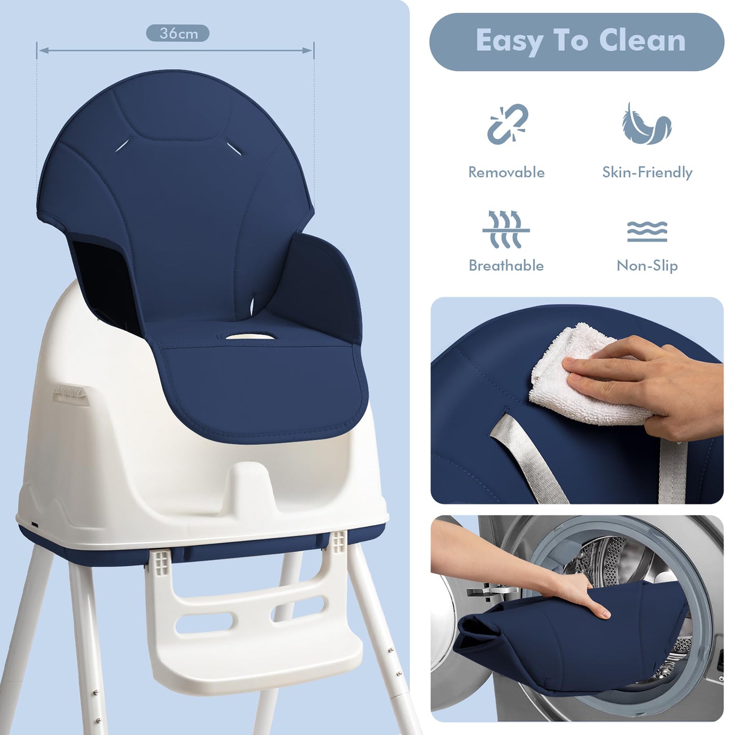 XINZI 3-in-1 Klappbarer Hochstuhl mit Rollen