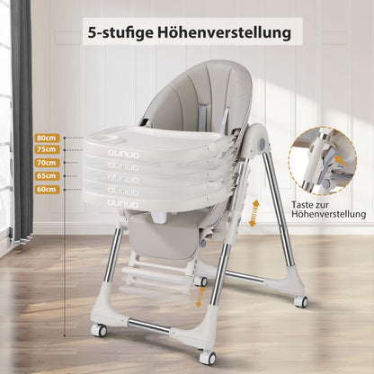 OUNUO Klappbarer Hochstuhl mit Sicherheitsgurt
