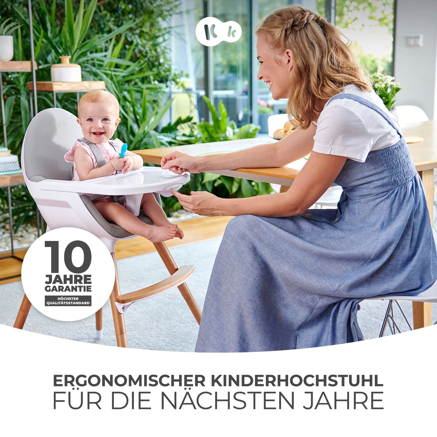 Kinderkraft FINI 2-in-1 Hochstuhl mit Holzbeinen