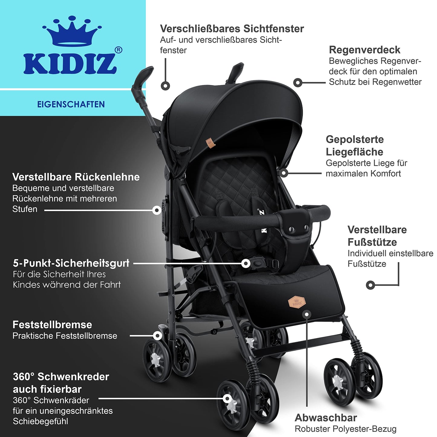 KIDIZ® City-Pro Klappbarer Buggy mit Zubehör