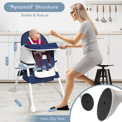 XINZI 3-in-1 Klappbarer Hochstuhl mit Rollen