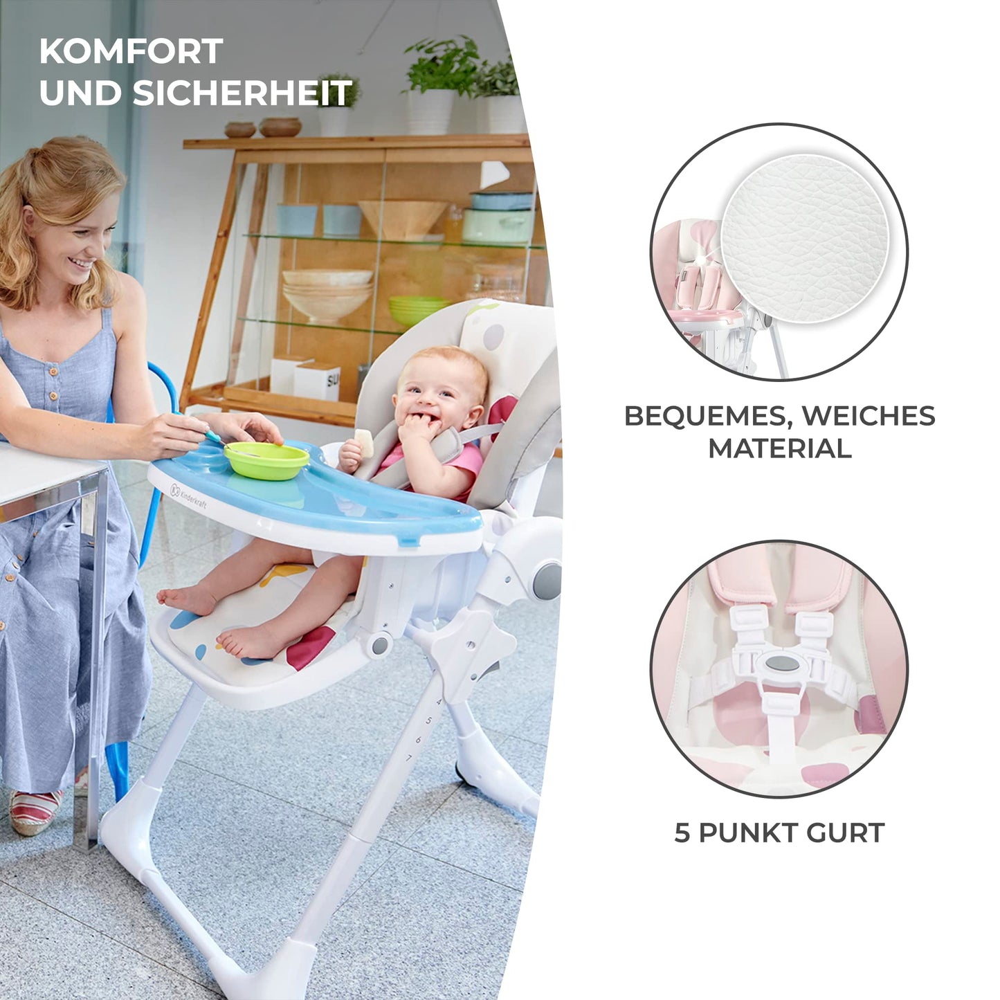 Kinderkraft YUMMY Hochstuhl mit Liegefunktion