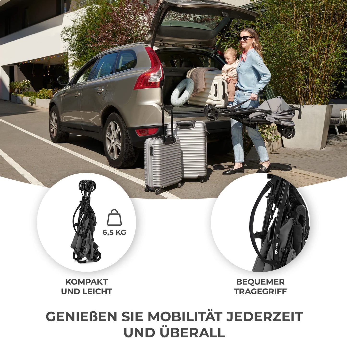 Kinderkraft TIK Leichter Buggy mit verstellbarem Griff