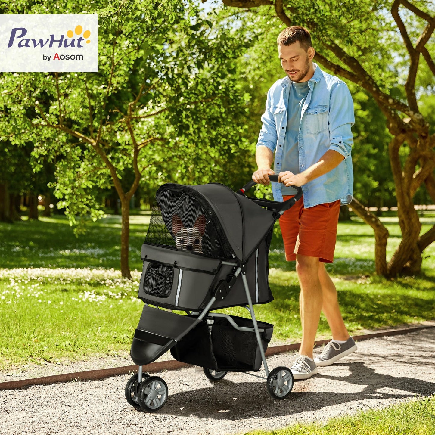 PawHut Klappbarer Haustier-Buggy für Hunde & Katzen