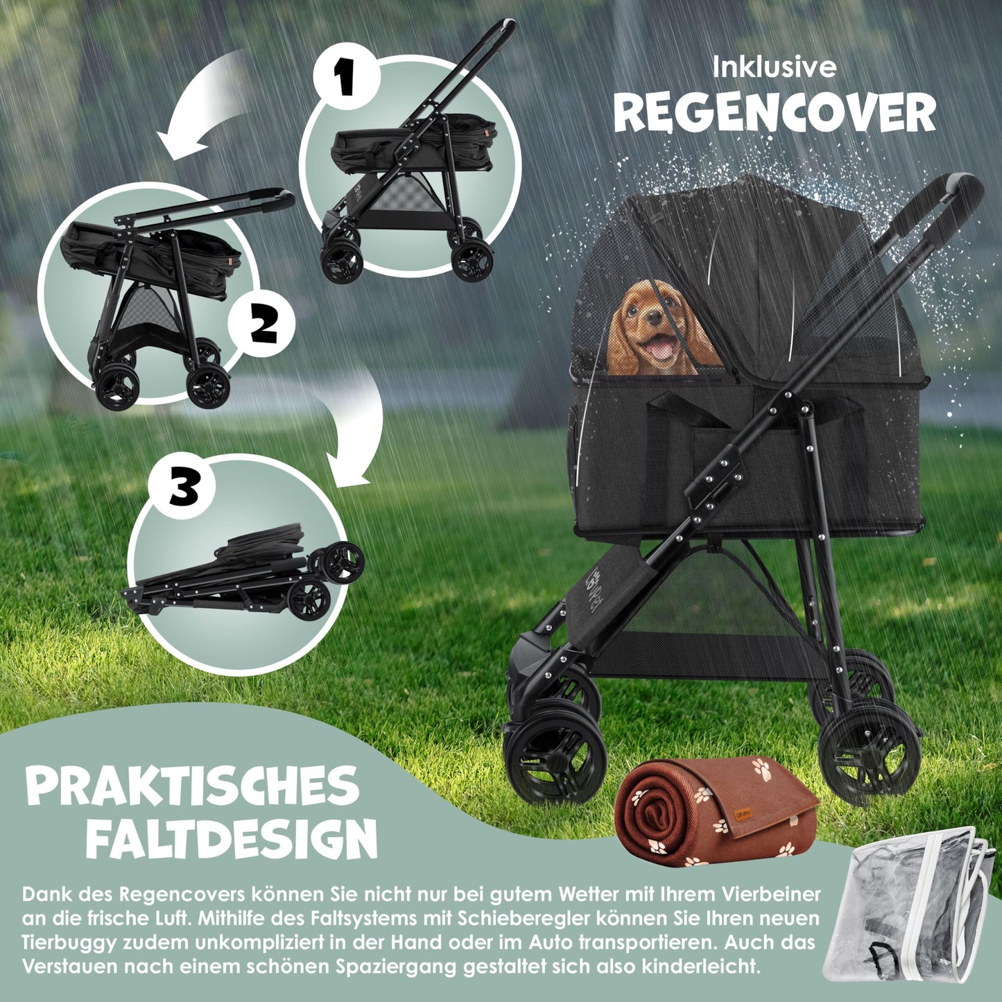 LOVPET® 2-in-1 Klappbarer Haustier-Buggy